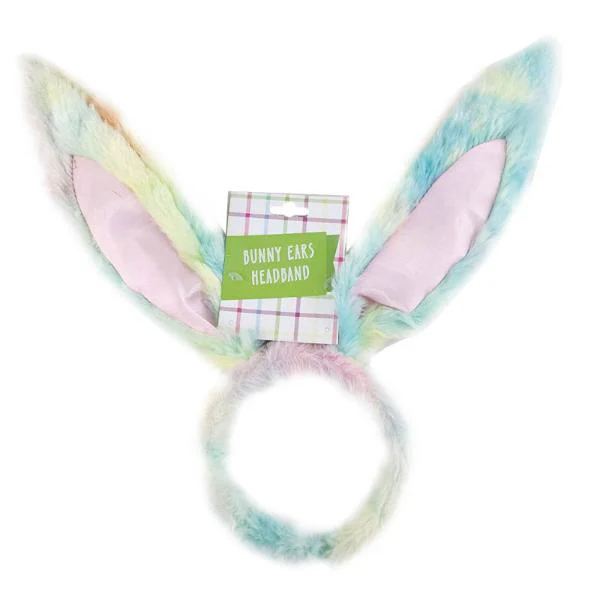 Easter Plush Headband With Satin Bunny Ear - 37cm