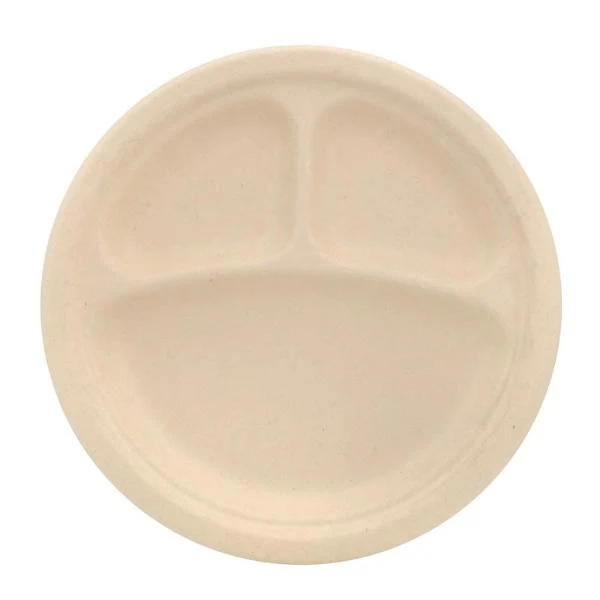 30 Pack Eco-Friendly Wheat Straw Compartment Plates - 23.5cm - Image 4