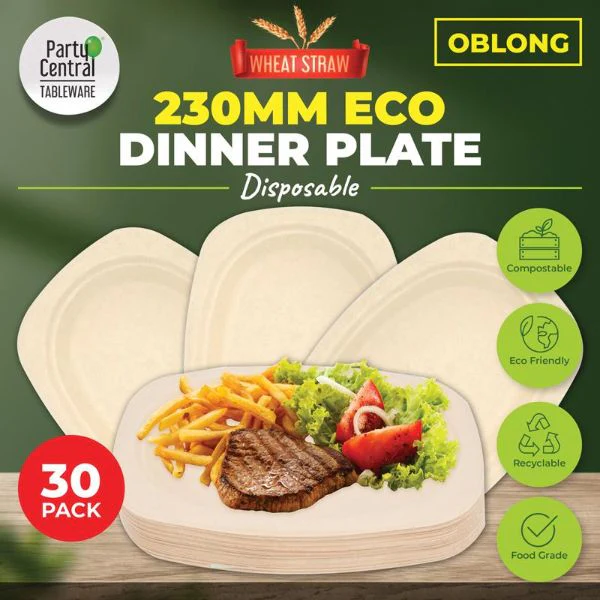 30 Pack Oblong Eco Friendly Dinner Plate - 23cm - Image 2