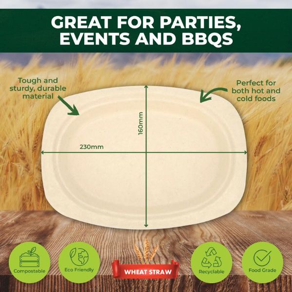 30 Pack Oblong Eco Friendly Dinner Plate - 23cm - Image 4