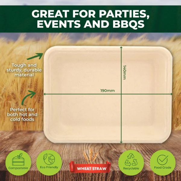 30 Pack Rectangle Eco Friendly Serving Tray - 19cm - Image 4