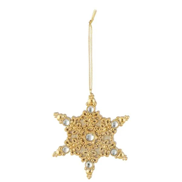 Embelished Star Hanger Resin 10x10cm Gld