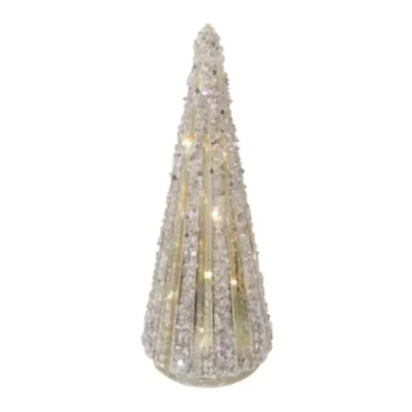 Embellished Tree LED Glass 25cm Silver
