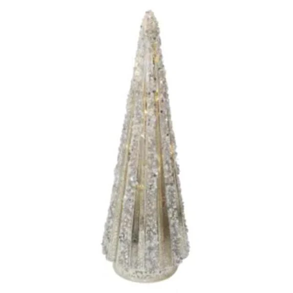 Embellished Tree LED Glass 31cm Silver