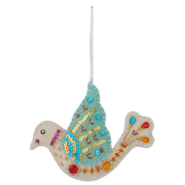 Embroided Bird Hanger Felt 13x10 Multi