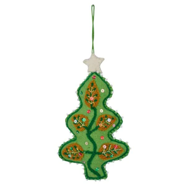 Embroided Tree Hanger Felt 11x14cm Green