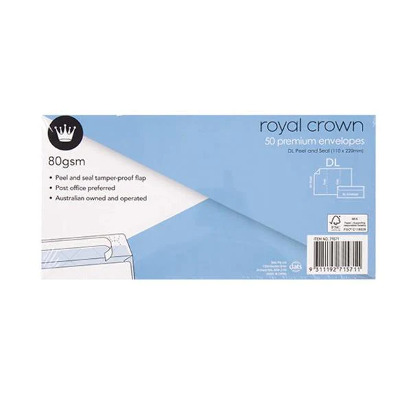 50 Pack Royal Crown 80gsm Premium Envelopes