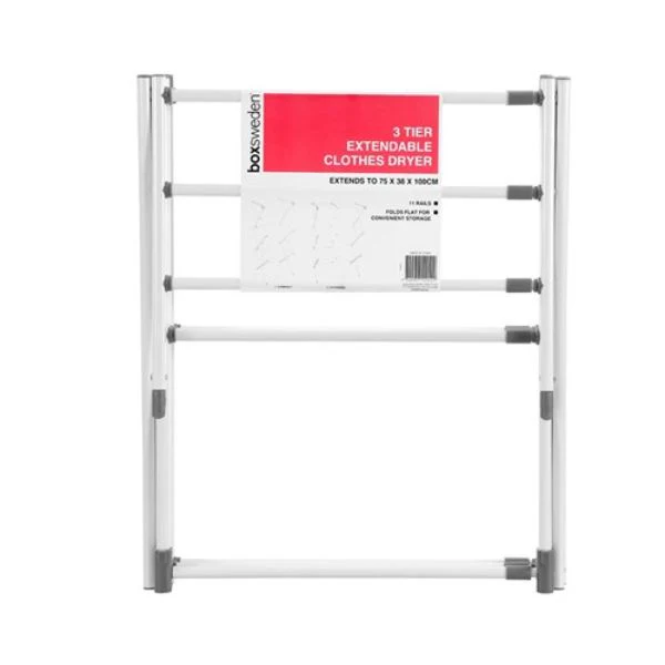 11 Rails 3 Tier Extendable Clothes Dryer - 75cm x 38cm x 100cm - Image 4