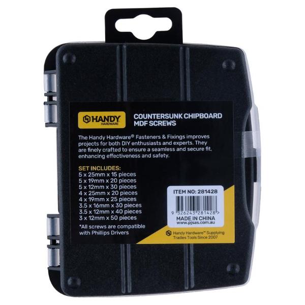 230 Pack Fasteners & Fixings Countersunk Chipboard MDF Screws In Storage Case - Image 4