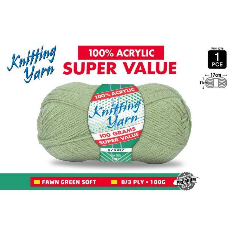 Fawn Green Knitting Yarn 8 Ply - 100g