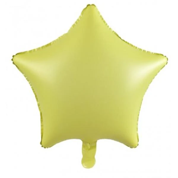 Matt Pastel Yellow Decrotex Star Foil Balloon - 45cm
