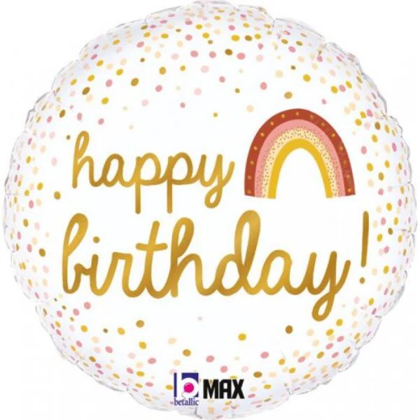 Boho Rainbow Happy Birthday Foil Balloon - 45cm