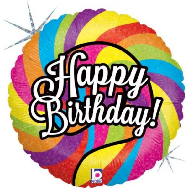 Round Lollipop Holographic Birthday Foil Balloon - 45cm