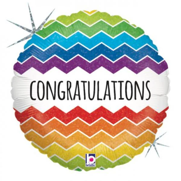 Round Chevron Holographic Congratulations - 45cm