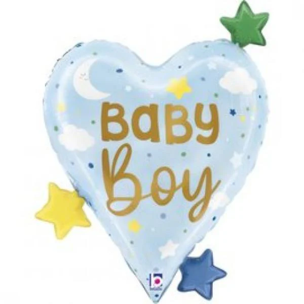 Blue Baby Boy Heart Stars Shape - 78cm