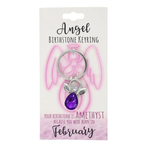 February Angel Birthstone Keyring