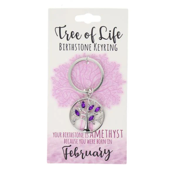 February Tree Of Life Birthstone Keyring