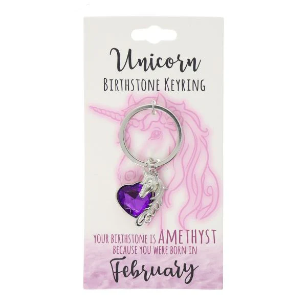 February Unicorn Birthstone Keyring