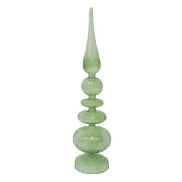 Finial Tree Glass 10x36cm Clear Green