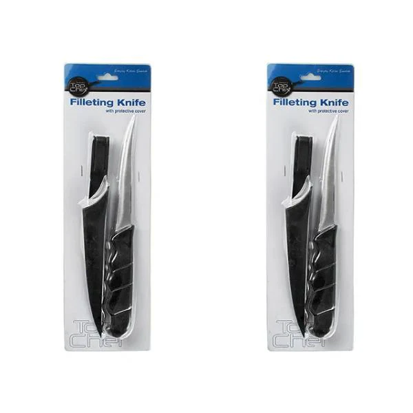 Black Handle Fish Knife With Case - 3cm x 27cm
