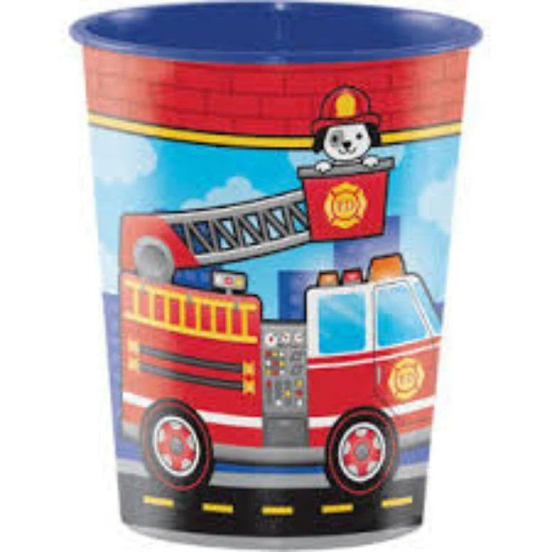 Flaming Fire Truck Favor Cup - 473ml