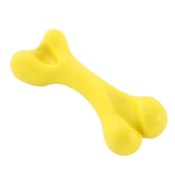 Paws & Claws Yellow Classic Beef Flavour Rubber Bone Toy - 18cm x 7cm - Image 2
