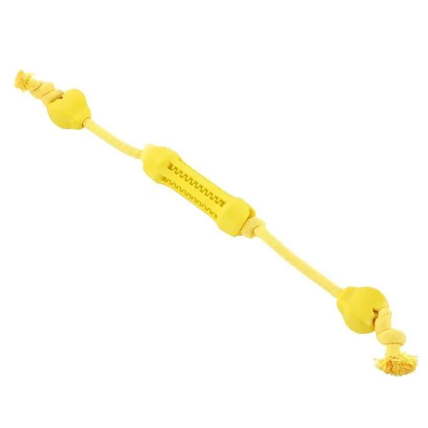 Paws & Claws Yellow Beef Flavour Double Rubber Tugger Dog Toy - 65cm - Image 4