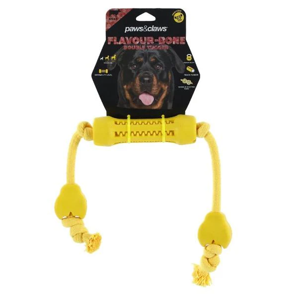 Paws & Claws Yellow Beef Flavour Double Rubber Tugger Dog Toy - 65cm - Image 6
