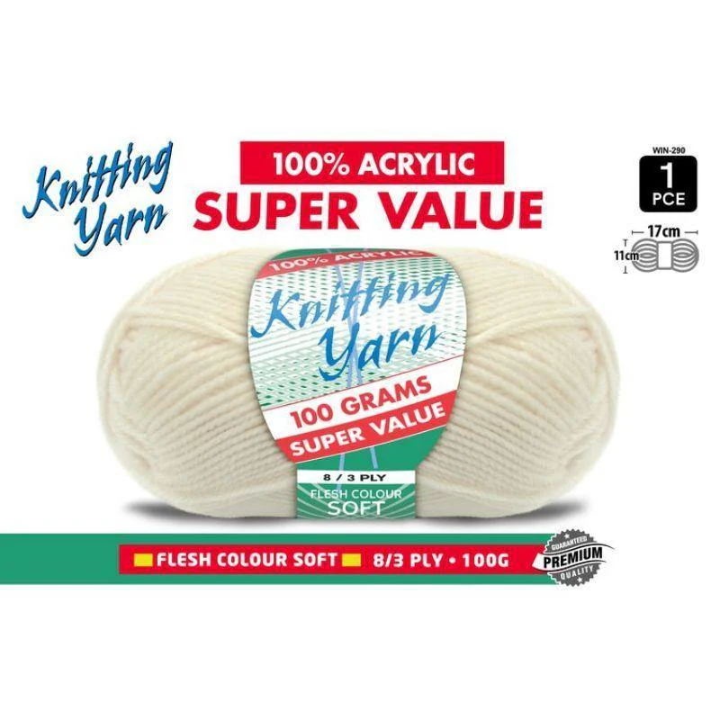 Flesh Knitting Yarn 8 Ply - 100g