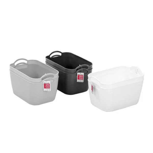 2 Pack Medium Flexi Storage Basket - 30.5cm x 21cm x 15.5cm - Image 3
