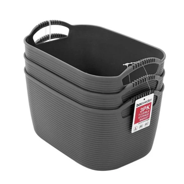 3 Pack Small Flexi Storage Basket - 24.5cm x 16.5cm x 12cm - Image 2