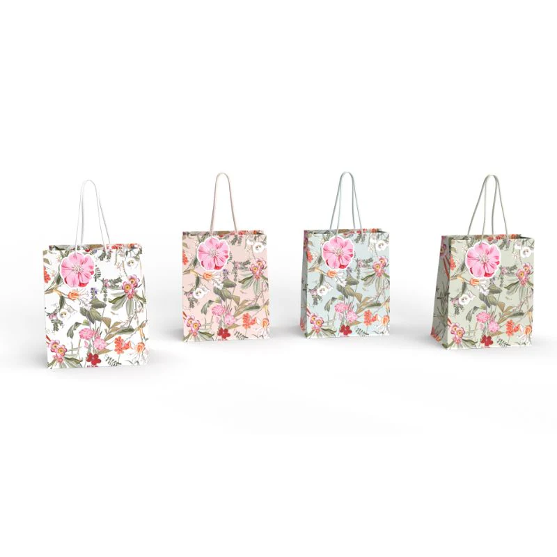 Floral Deluxe with Glitter Large Gift Bag - 32cm x 26cm x 12cm