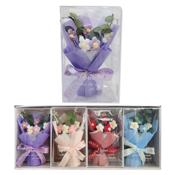 Knitted Flower Bouquet - 16cm x 7cm x 24.5cm