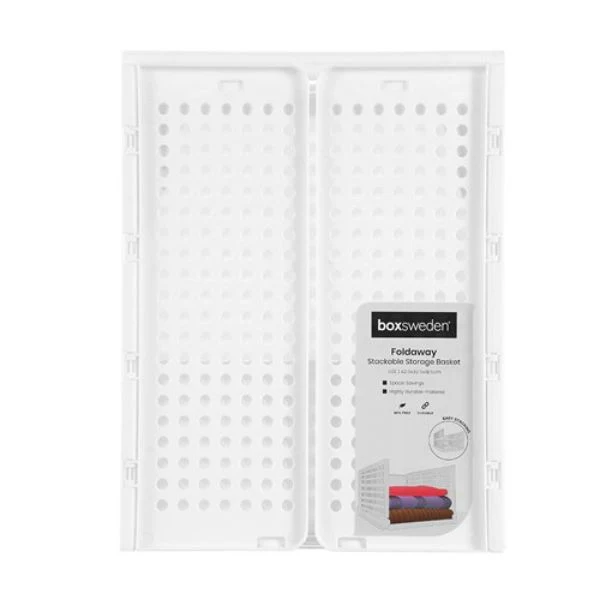 Large Foldaway Stackable Storage Basket - 42.5cm x 32.5cm x 18.5cm - Image 2