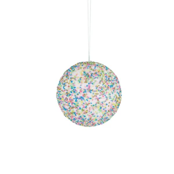 Freckles Bauble Foam 10cm White/Pink