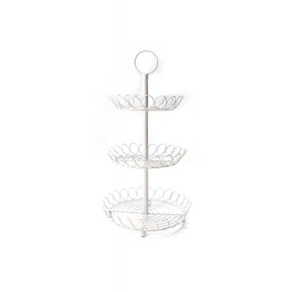 3 Tier White Fruit Stand - 30cm x 30cm x 54cm