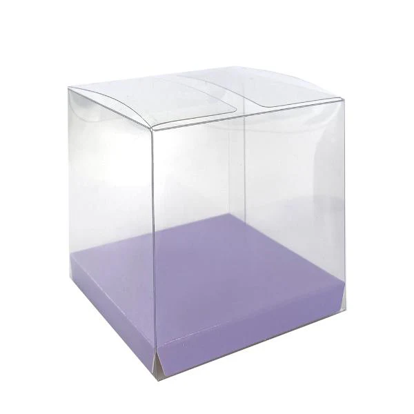10 Pack Clear Pastel Lilac Favour Box - 8cm x 8cm