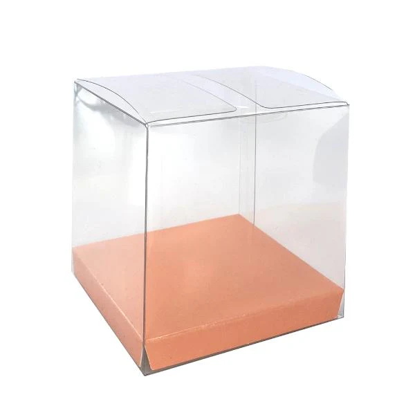 10 Pack Clear Rose Pink Favour Box - 8cm x 8cm