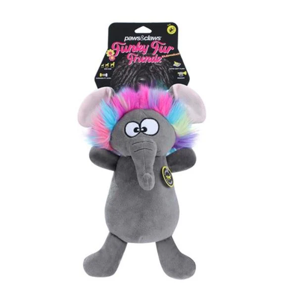 Funky Fur Friends Plush Elephant - 25cm x 18cm x 14cm - Image 2