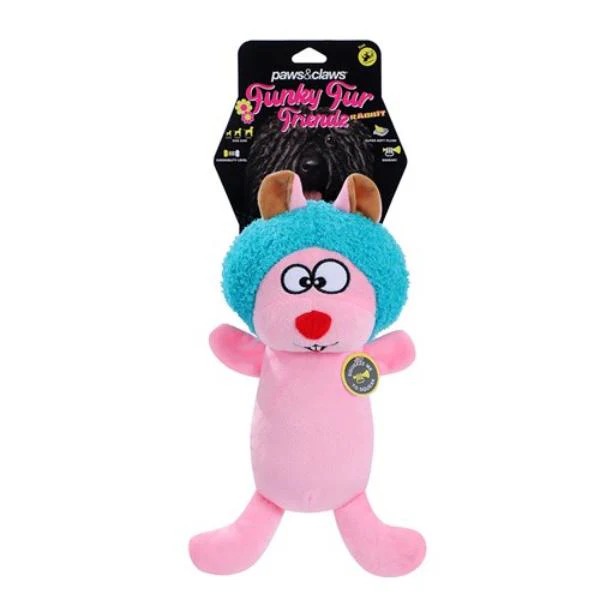 Funky Fur Friends Plush Rabbit - 25cm x 18cm x 14cm