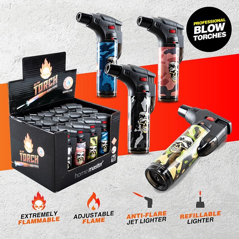 Camo Design Refillable Blow Torch Gas Lighter - 7cm x 12cm - Image 3