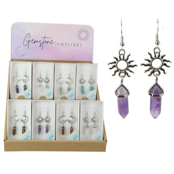 Star & Moon Gemstone Earrings