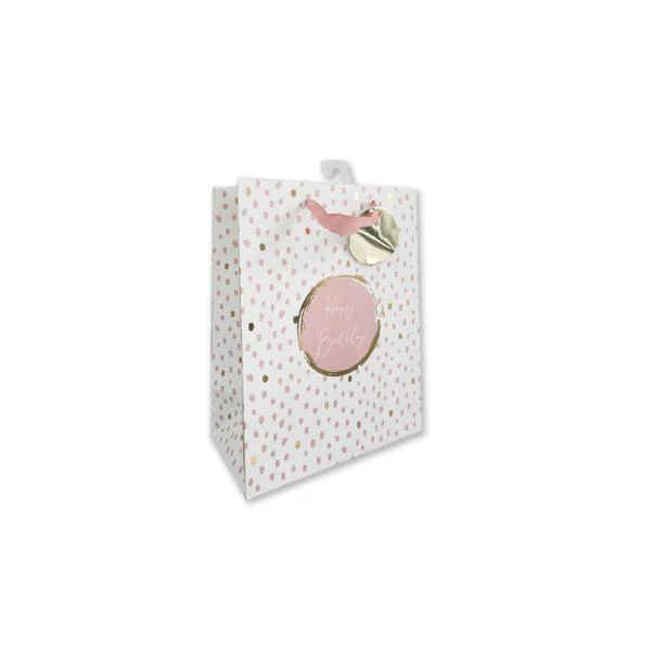 Gold Stamp Birthday Gift Bag - 11.1cm x 13.7cm x 6.2cm