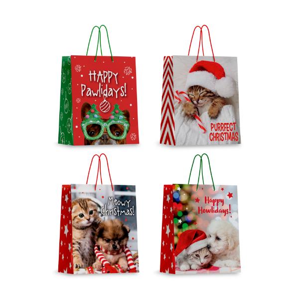 Christmas 157gsm Pets With Hook Gift Bag - Small