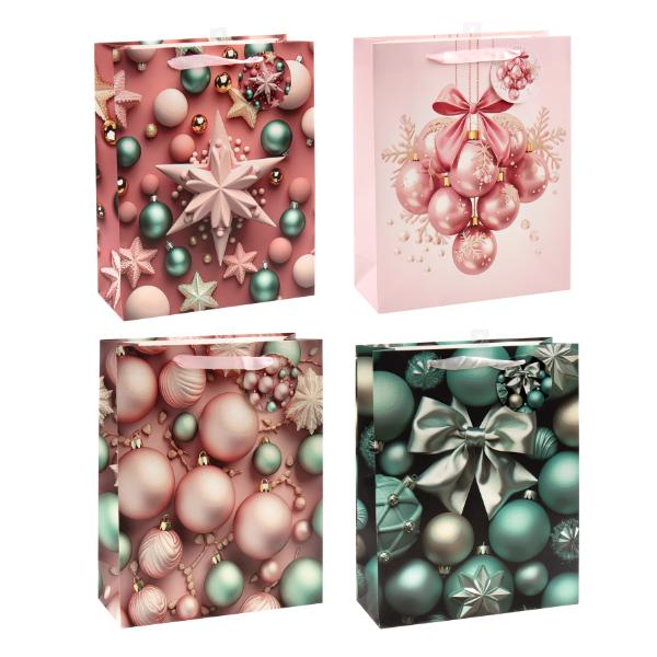 Christmas 210gsm Crystal Glitter With Hook Gift Bag - Medium