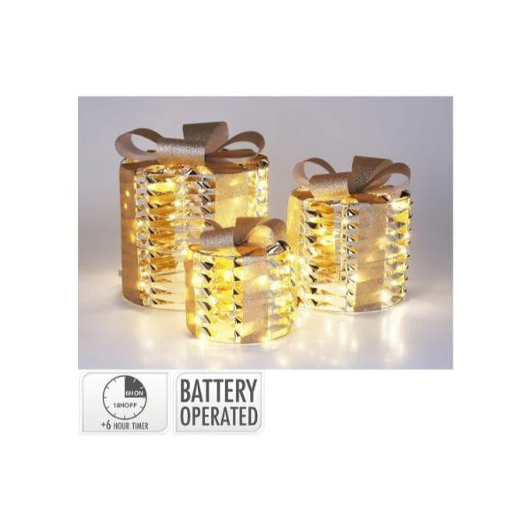 3 Pack Gold 45 Led Gift Box
