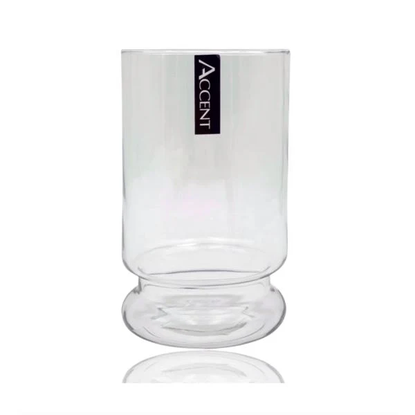 Glass Cylinder Vase With Base - 12cm x 20cm