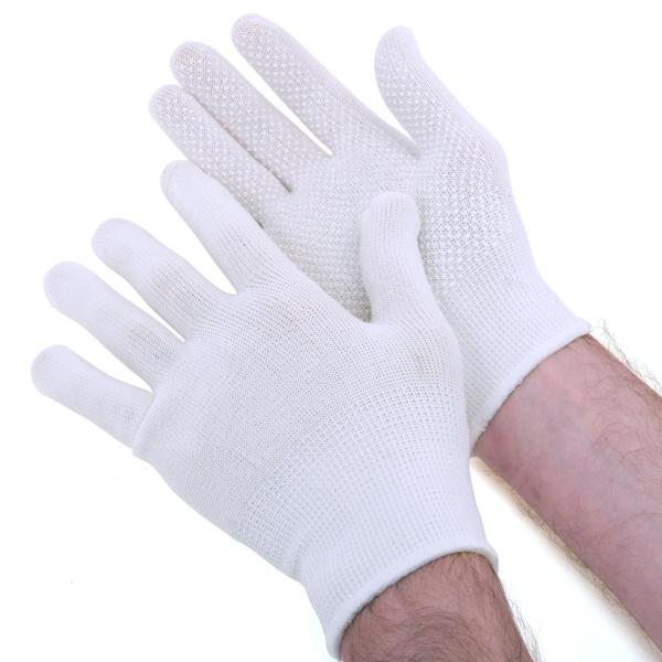 5 Pack White Cleaning Cotton Blend With Dotted Grip Gloves - Medium - Large - Image 2