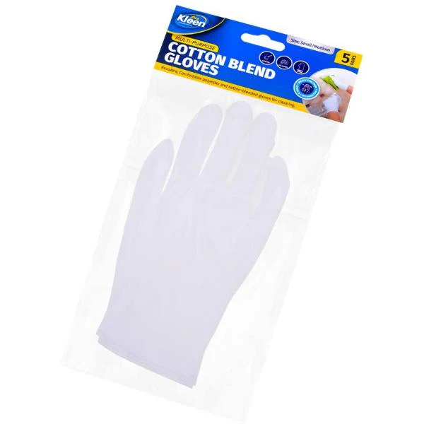 5 Pack Multipurpose Cotton Blend Gloves - Small - Medium - Image 3