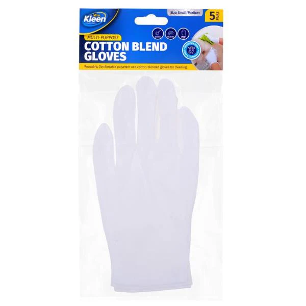 5 Pack Multipurpose Cotton Blend Gloves - Small - Medium - Image 4